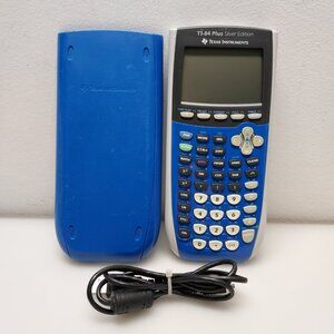 TEXAS INSTRUMENTS TI-84 PLUS SILVER EDITION GRAPHING CALCULATOR & COVER & CABLE